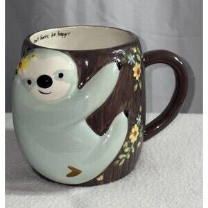 Natural Life 3D Raised Sloth Mug Tree Trunk Coffee Cup Floral Cute Gift 4.5”